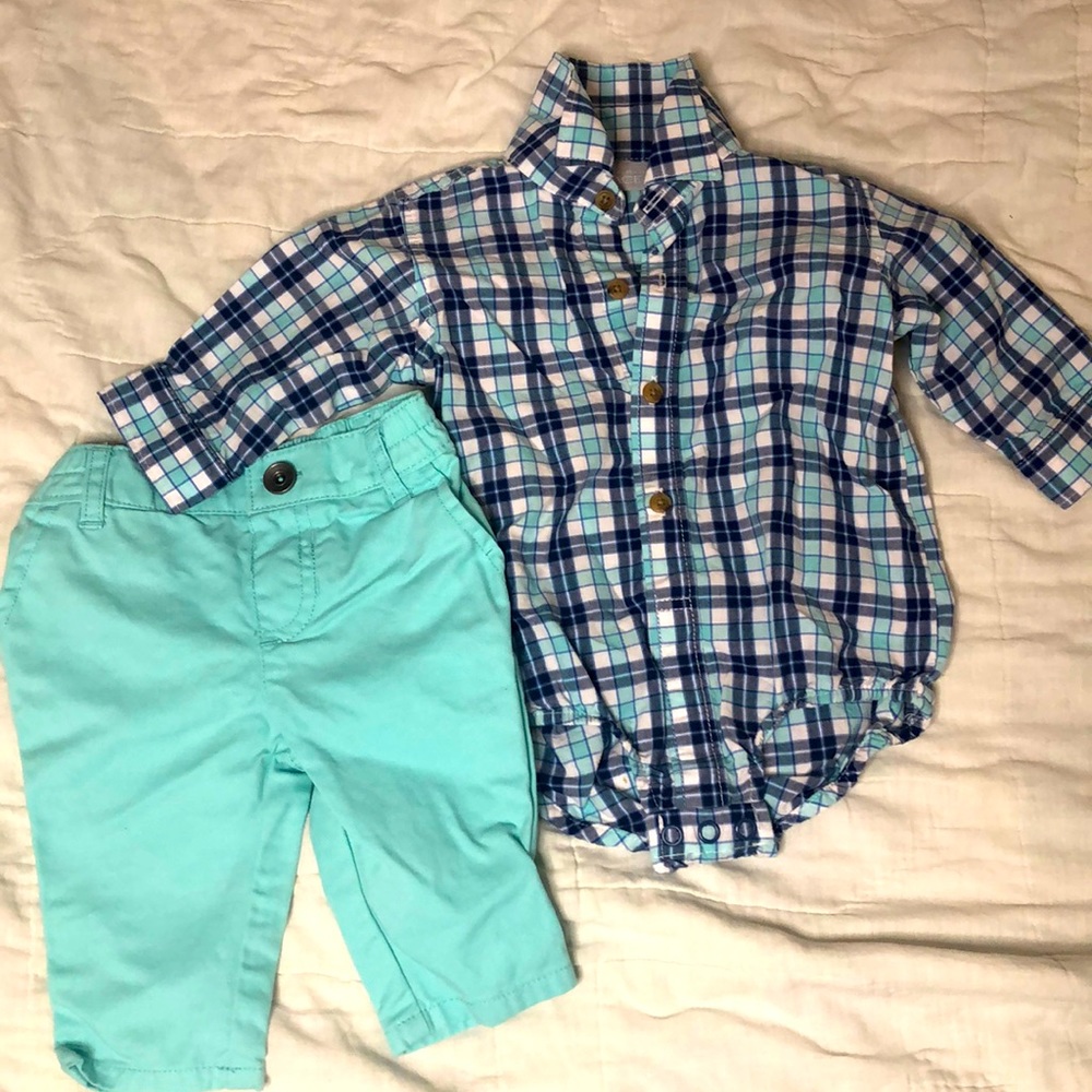 Button down onesie with pants